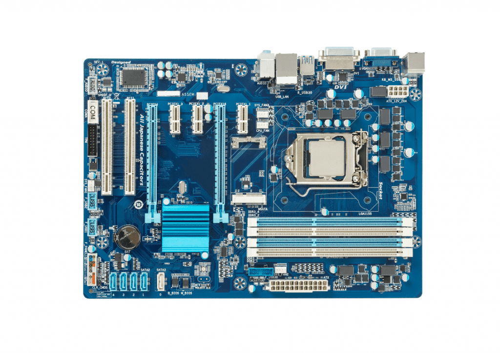 A laptop motherboard